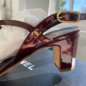 Chanel Patent Leather Slingback Sandals